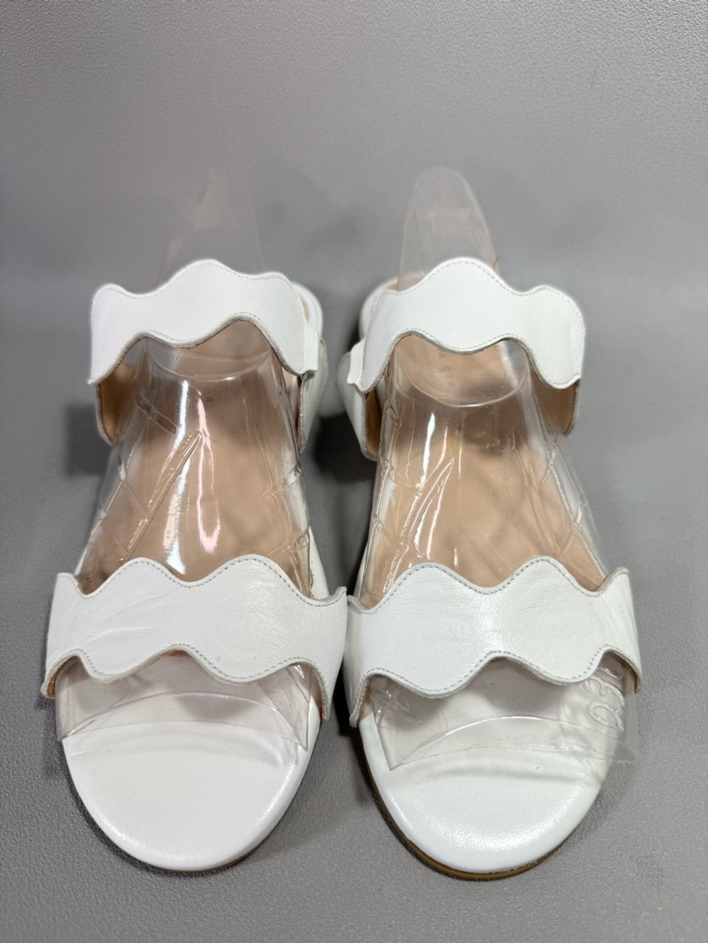 Patricia Green Palm Beach White Flat Scalloped Strap Slide Sandals - Picture 5 of 10